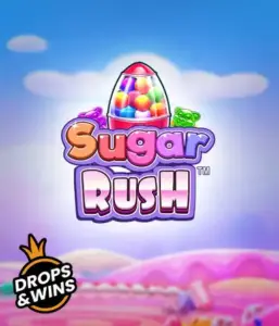 Enjoy the sweet world of Sugar Rush by Pragmatic Play, featuring a bright candy dispenser set against a fantastic candyland background. This graphic evokes the playfulness of the game, enhanced with bright candies and enticing typography. Great for players seeking a sweet adventure, promising hours of fun. 